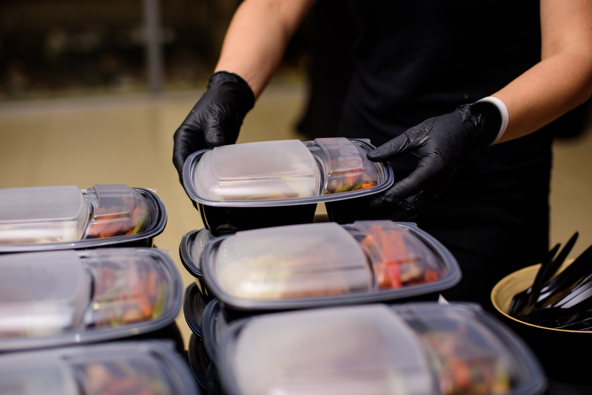 Fresh takeaway boxes being packed at Fernando's Express